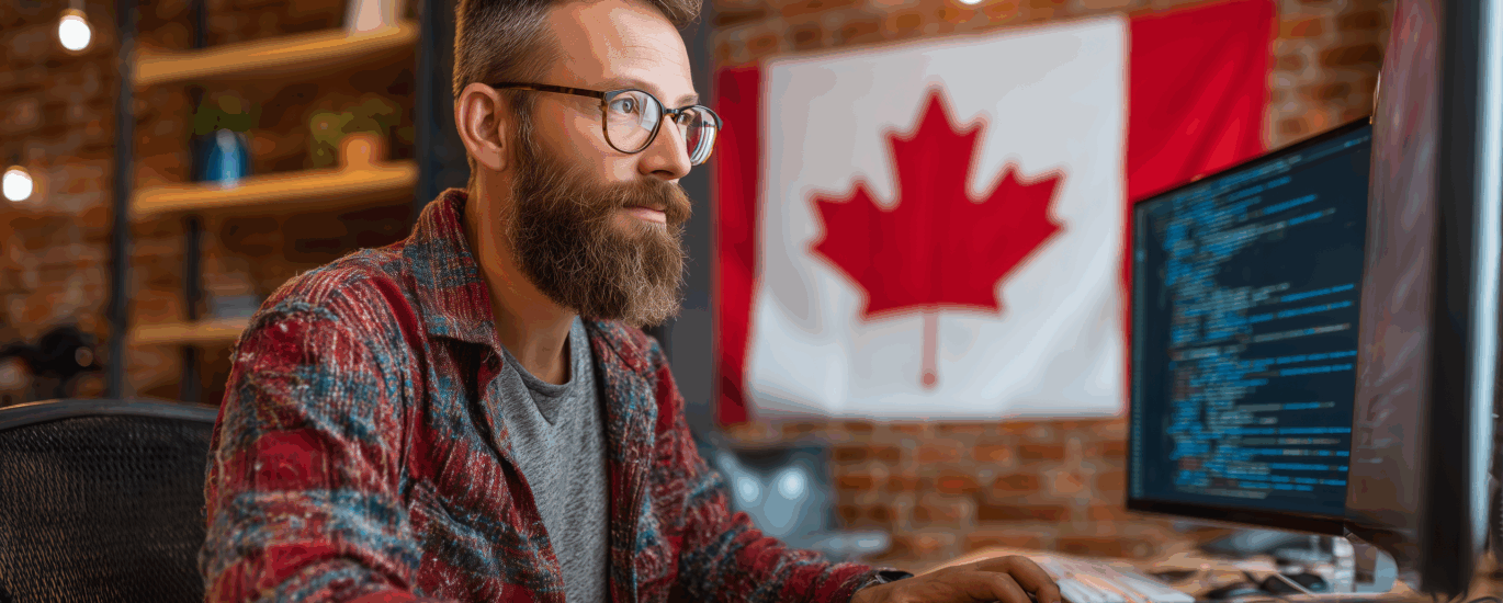 emprendedor canadiense en computadora