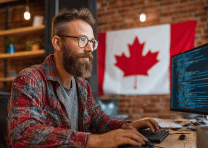 emprendedor canadiense en computadora