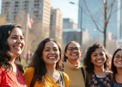 Familias hispanas disfrutando en Toronto.