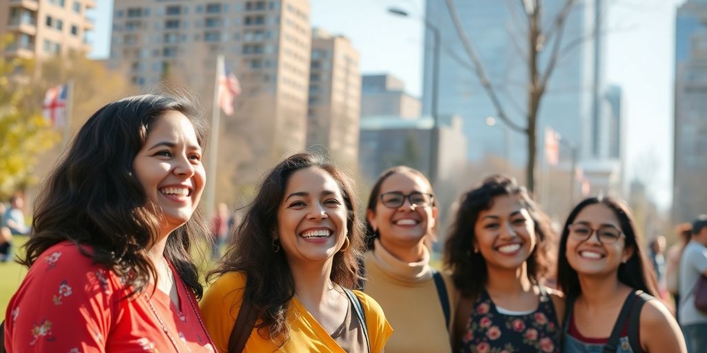 Familias hispanas disfrutando en Toronto.