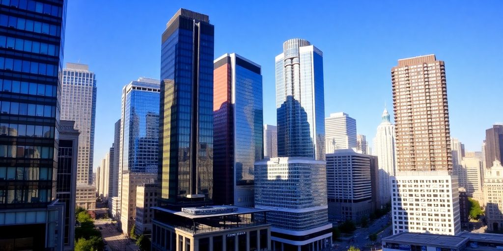 Edificios de negocios y calles canadienses.