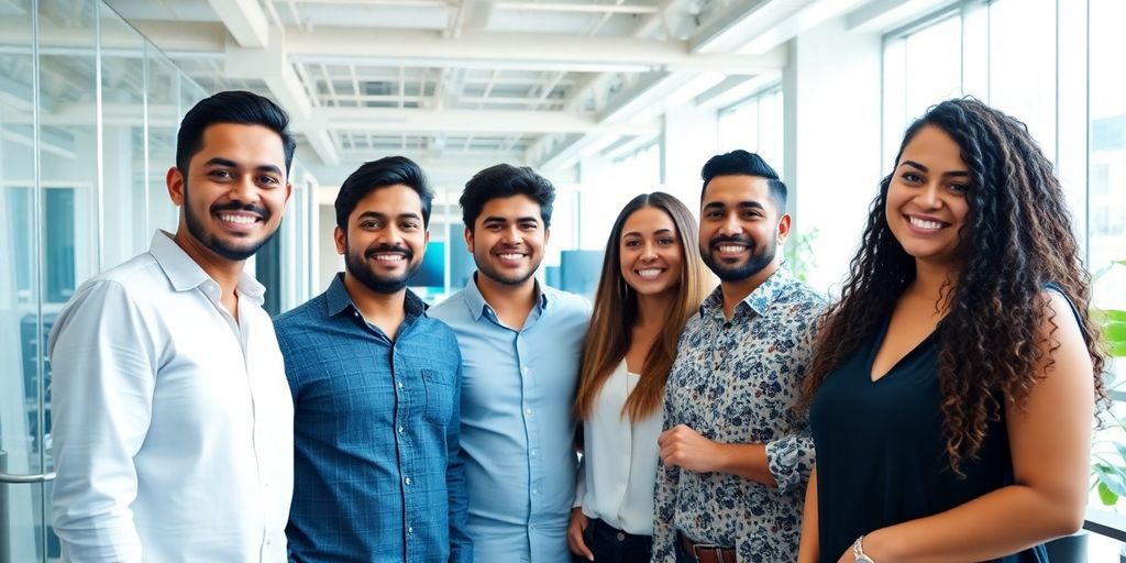 Emprendedores latinos celebrando éxito en Canadá.