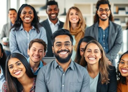 Inmigrantes felices trabajando en Canadá.