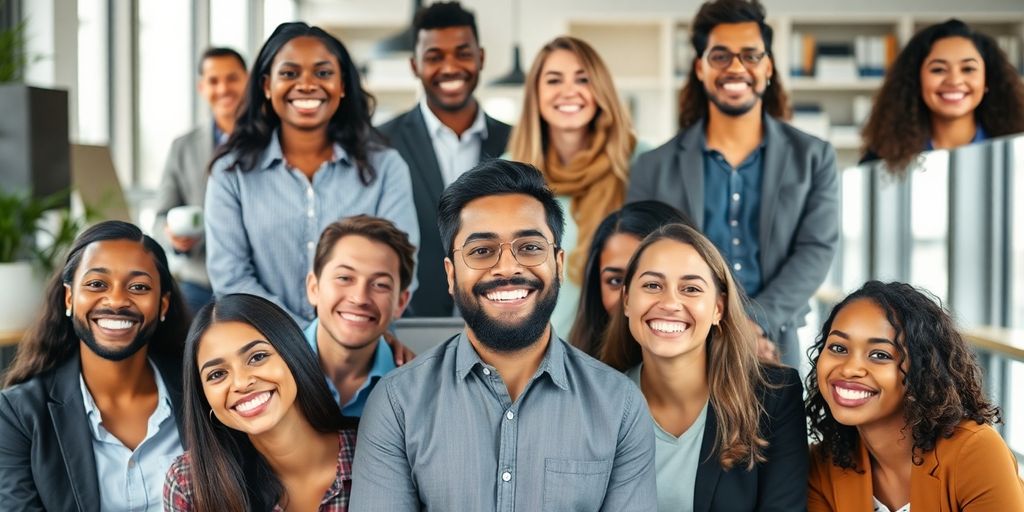 Inmigrantes felices trabajando en Canadá.