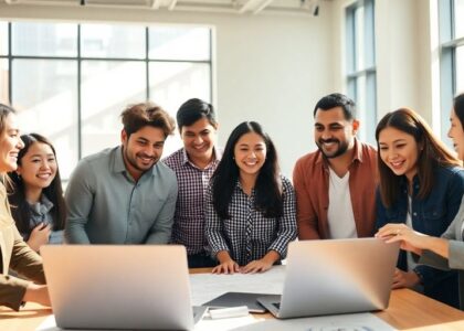 Emprendedores hispanos planeando negocios en Canadá.