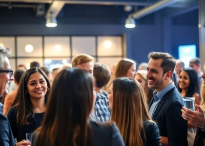 Emprendedores en evento de networking en Canadá.