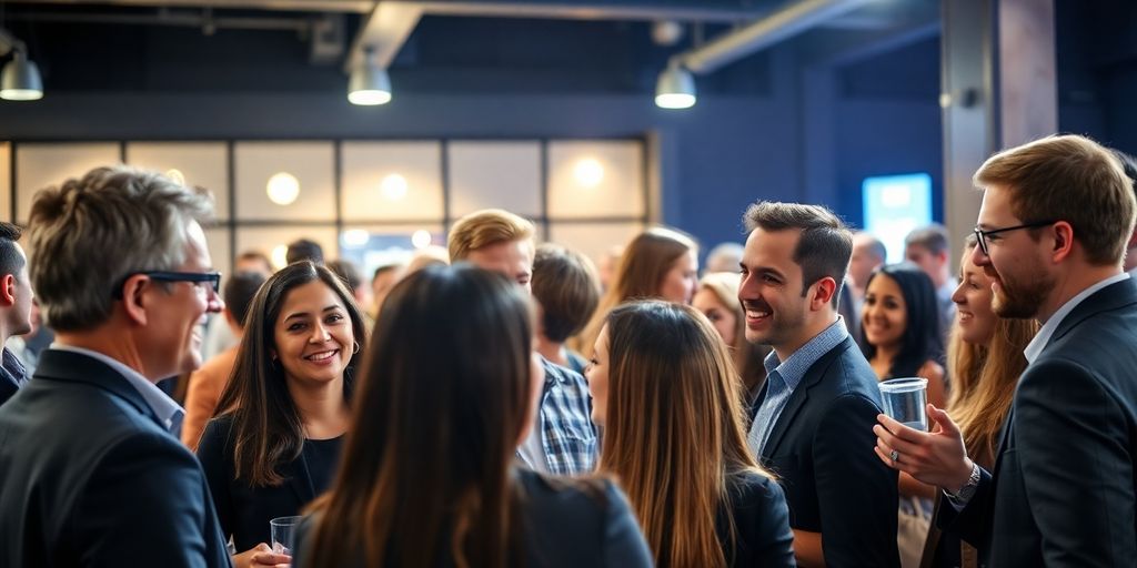 Emprendedores en evento de networking en Canadá.