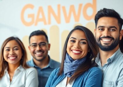 Emprendedores hispanos celebrando éxito en Canadá.