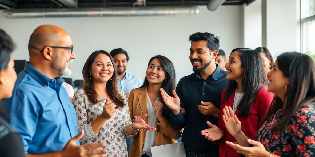 Emprendedores hispanos conectando en un evento de networking.