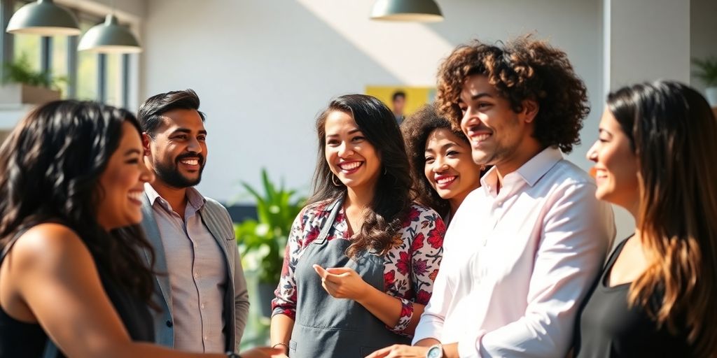Latinoamericanos trabajando juntos en Canadá.