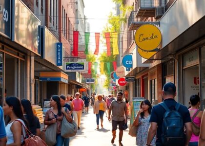 Negocios latinos prósperos en una ciudad canadiense.