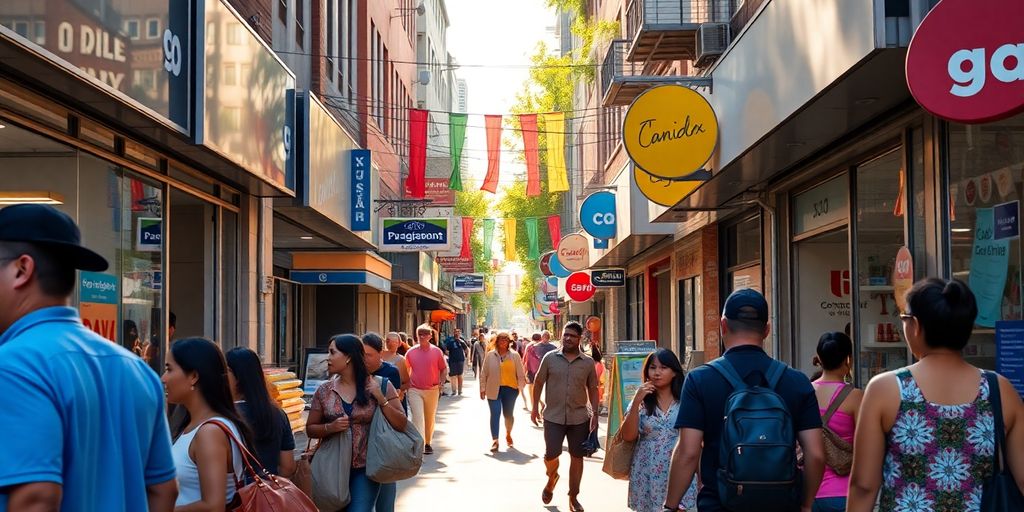 Negocios latinos prósperos en una ciudad canadiense.