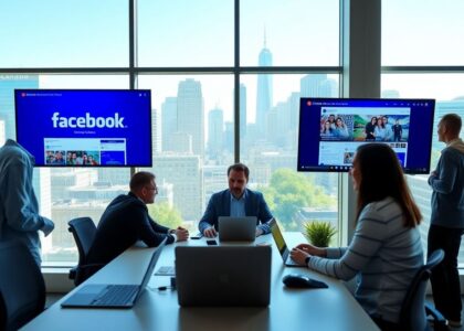 Oficina moderna en Canadá con personas usando computadoras portátiles